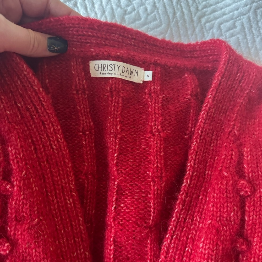 Christy Dawn Gigi Candy Apple Red Women's Bobble Alpaca Sweater - Picture 4 of 5